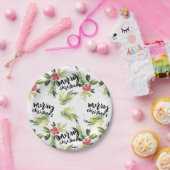 Rustieke Waterverf Holly Pattern Vrolijk Kerstfees Papieren Bordje (Feest)