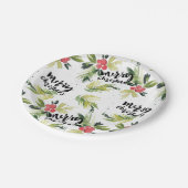 Rustieke Waterverf Holly Pattern Vrolijk Kerstfees Papieren Bordje (Gekanteld)