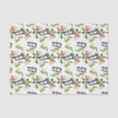 Rustieke Waterverf Holly Pattern Vrolijk Kerstfees Tissuepapier (Voorkant)