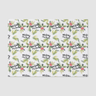 Rustieke Waterverf Holly Pattern Vrolijk Kerstfees Tissuepapier