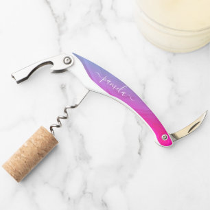 Rustieke Waterverf Holografische Bruidsmeisje Naam Kurkentrekker