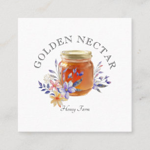 Rustieke Waterverf Honing Jar Logo Imker Vierkante Visitekaartje