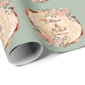 Rustieke Waterverf Hout Slice Sage Groen Cadeaupapier (Rol Hoek)