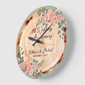 Rustieke Waterverf Hout Slice Sage Groen Grote Klok (Hoek)