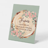 Rustieke Waterverf Hout Slice Sage Groen Reclamebord Met Voetstuk (Voorkant)