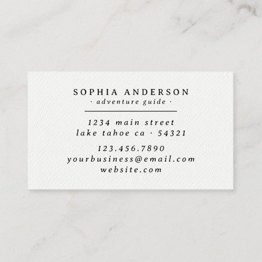 Rustieke Waterverf Houten Outdoor Avontuurgids Visitekaartje (Achterkant)