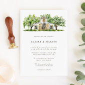 Rustieke Waterverf houten schuur bruiloft Kaart