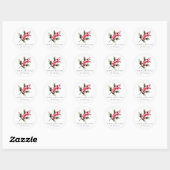Rustieke Waterverf Hulstbes Kerst Ronde Sticker (Vel)