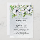 Rustieke Waterverf Ijsblauwe Bloemige Witte Bruilo Kaart (Voorkant)