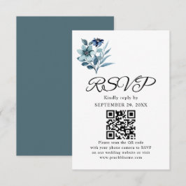 rustieke waterverf illustratie blauwe bloemenboeke RSVP kaartje