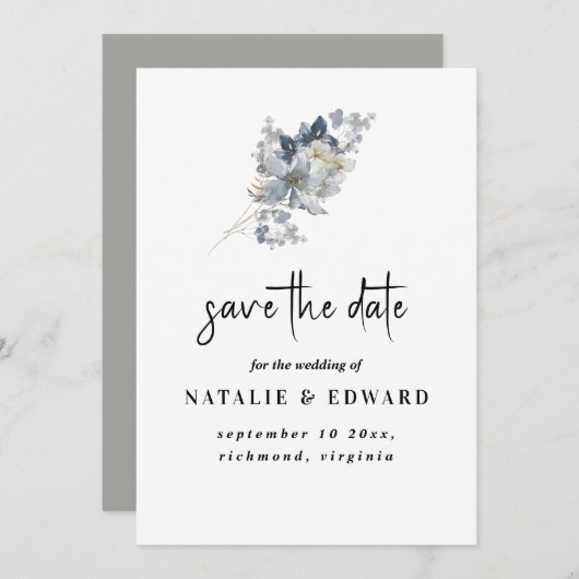 rustieke waterverf illustratie bloemstuk save the date (Voorkant / Achterkant)