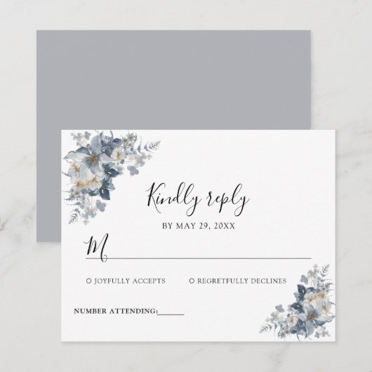 rustieke waterverf illustratie van een bloem RSVP kaartje (Voorkant / Achterkant)