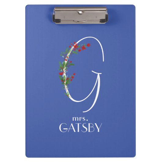 Rustieke waterverf initiaal G docent Klembord (Voorkant)