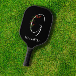 Rustieke waterverf initiaal G docent zwart Pickleball Paddle