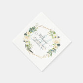 Rustieke Waterverf Ivoor Cream Rozen Monogram Servet (Hoek)