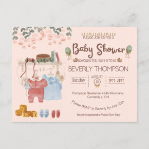 Rustieke Waterverf jongen meisje baby shower Brief Briefkaart