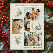 Rustieke Waterverf Joy 3-foto kerst Feestdagenkaart