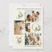 Rustieke Waterverf Joy 3-foto kerst Feestdagenkaart (Voorkant)