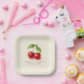  rustieke Waterverf kersenfruit typografie Papieren Bordje (Feest)