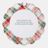 Rustieke Waterverf Kerst Plaid Foto Ornament Kaart (Achterkant)