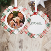 Rustieke Waterverf Kerst Plaid Foto Ornament Kaart