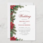 Rustieke Waterverf Kerst Rode Bloemen Huwelijk Kaart (Voorkant)