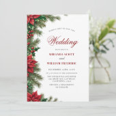 Rustieke Waterverf Kerst Rode Bloemen Huwelijk Kaart (Staand voorkant)