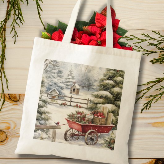 Rustieke Waterverf kerstbomen Tote Bag