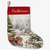 Rustieke Waterverf kerstboom gepersonaliseerd Kleine Kerstsok (Voorkant)