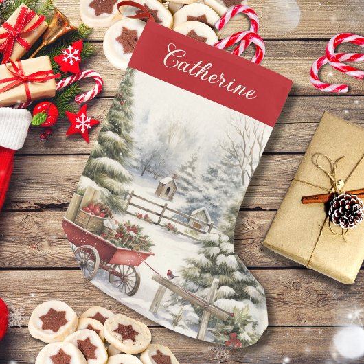 Rustieke Waterverf kerstboom gepersonaliseerd Kleine Kerstsok