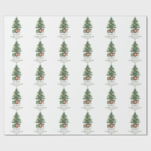 Rustieke Waterverf Kerstboom Niet-Foto Cadeaupapier