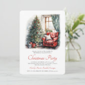 Rustieke Waterverf kerstfeest uitnodiging (Staand voorkant)