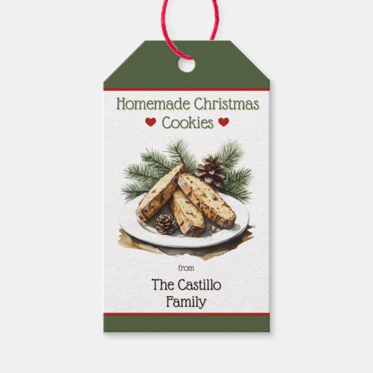 Rustieke Waterverf Kerstkoekje Cadeaulabel (Voorkant)