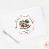 Rustieke Waterverf Kerstkoekje Ronde Sticker (Envelop)