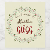 Rustieke waterverf kerstkrans wijn etiket (Enkel label)