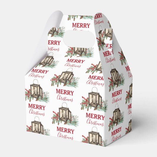 Rustieke Waterverf Kerstlantaarn Pijnboombessen Bedankdoosjes (Achterkant)