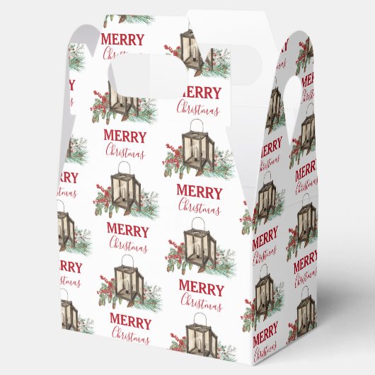 Rustieke Waterverf Kerstlantaarn Pijnboombessen Bedankdoosjes (Geopend)