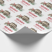 Rustieke Waterverf Kerstlantaarn Pijnboombessen Cadeaupapier (Hoek)