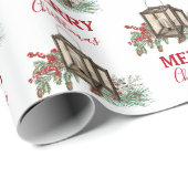 Rustieke Waterverf Kerstlantaarn Pijnboombessen Cadeaupapier (Rol Hoek)