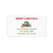 Rustieke Waterverf Kerstlantaarn Pijnboombessen Etiket (Voorkant)