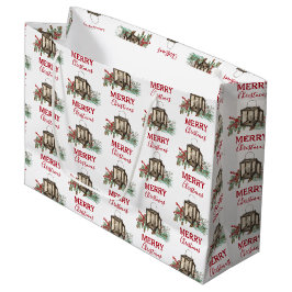 Rustieke Waterverf Kerstlantaarn Pijnboombessen Groot Cadeauzakje