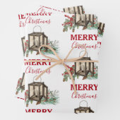 Rustieke Waterverf Kerstlantaarn Pijnboombessen Inpakpapier Vel (In situ)