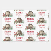 Rustieke Waterverf Kerstlantaarn Pijnboombessen Inpakpapier Vel (Voorkant)