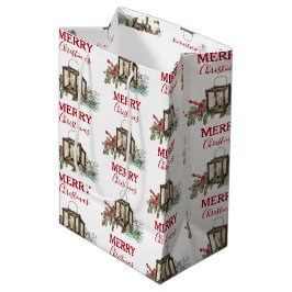 Rustieke Waterverf Kerstlantaarn Pijnboombessen Medium Cadeauzakje