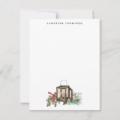 Rustieke Waterverf Kerstlantaarn Pijnboombessen Notitiekaartje (Voorkant)