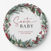 Rustieke Waterverf Kerstmis Santa Baby shower Papieren Bordje (Voorkant)
