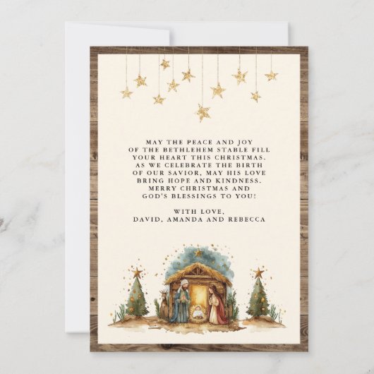  rustieke Waterverf kerststal Feestdagenkaart (Achterkant)