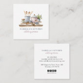Rustieke Waterverf Keukengerei Catering Vierkante Visitekaartje (Voorkant / Achterkant)