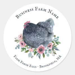 Rustieke Waterverf Kip Floral Ronde Sticker