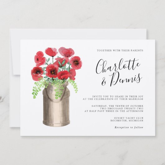 Rustieke waterverf klaprozen kraft horizontale bru kaart (Voorkant)